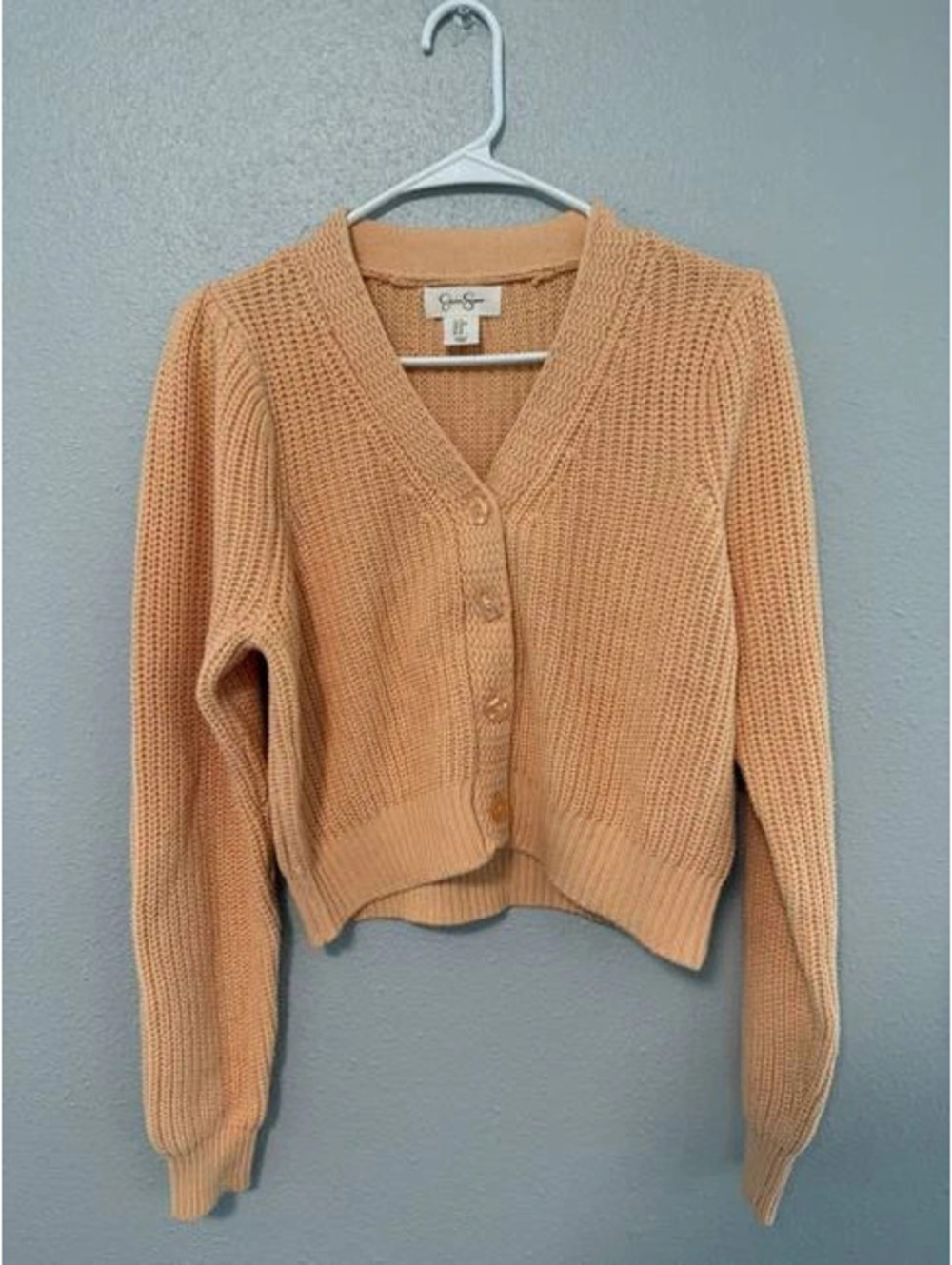#6075 Jessica Simpson Women’s Peach Knit Button Front Cardigan Size M